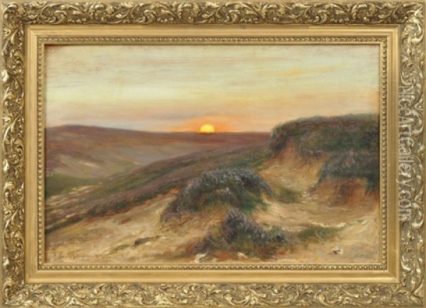 Sonnenuntergang In Der Heide Oil Painting - Franz Hoffmann-Fallersleben