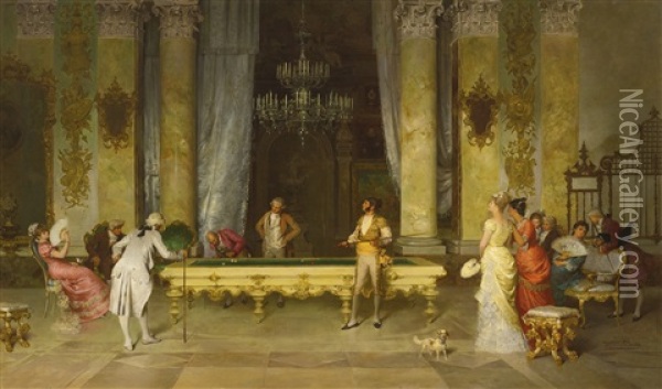 A Game Of Billiards Oil Painting - Francesco Beda