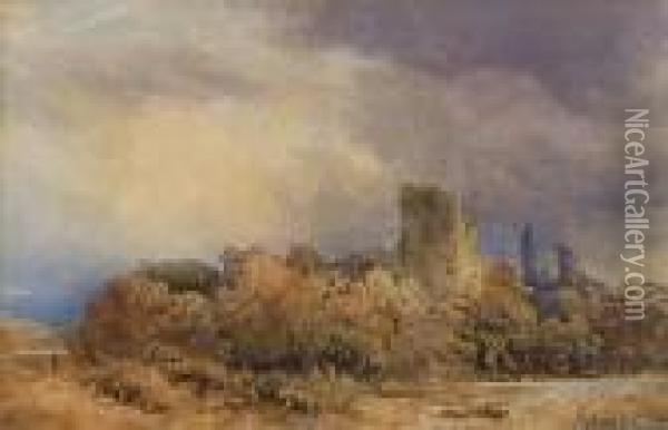 Castle Ruins In A Stormy Landscape Oil Painting - Thomas Collier