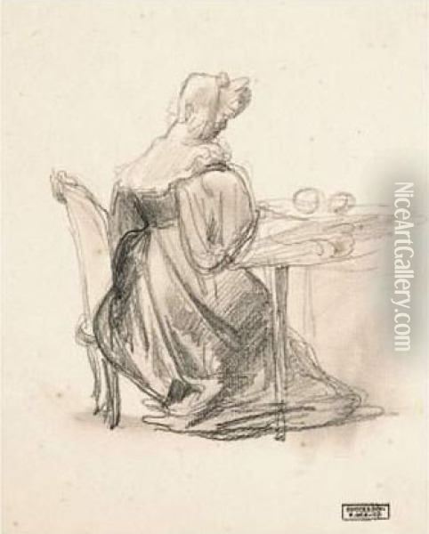 Femme Assise Devant Une Table Oil Painting - Baron Francois Gerard