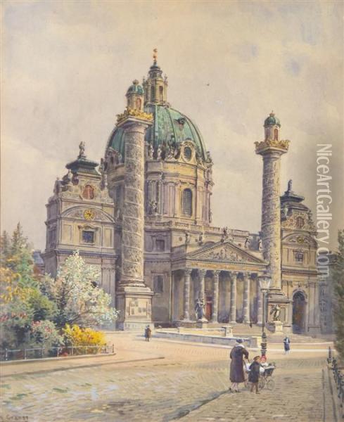 Karlskirche, Wien Oil Painting - Ernst Graner