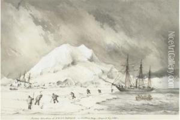 Intrepid Marooned On An Iceberg Oil Painting - Walter William May