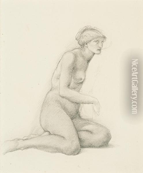 Study Of A Seated Female Figure For 'the Garden Of Pan' Oil Painting - Sir Edward Coley Burne-Jones
