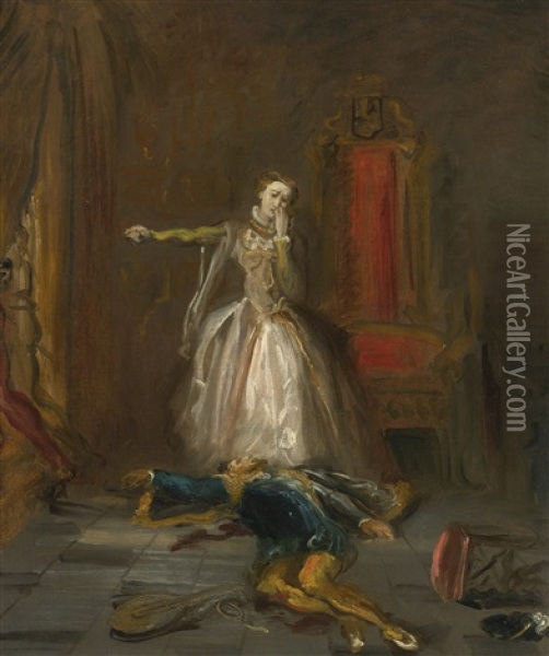 Mary Stuart Swearing Revenge Oil Painting - Theodore Chasseriau