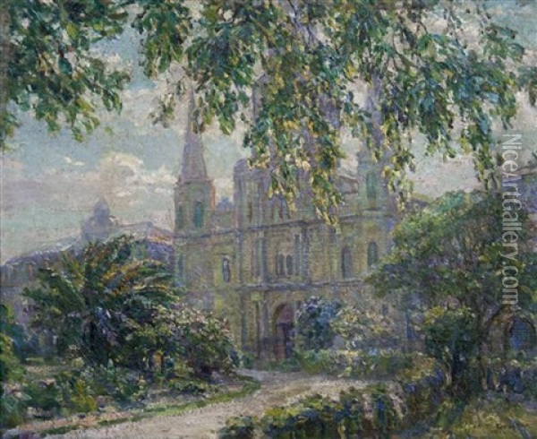St. Louis Cathedral, Jackson Square, New Orleans Oil Painting - Robert Wadsworth Grafton