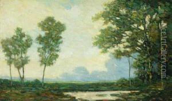 Summer Landscape Oil Painting - Arthur Hoeber