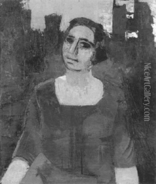 Portrait Von Frau Moilliet, Der Frau Des Malers Oil Painting - Albert Mueller