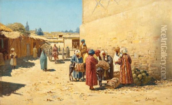 Central Asian Street Vendors. Oil Painting - Richard Karlovich Zommer