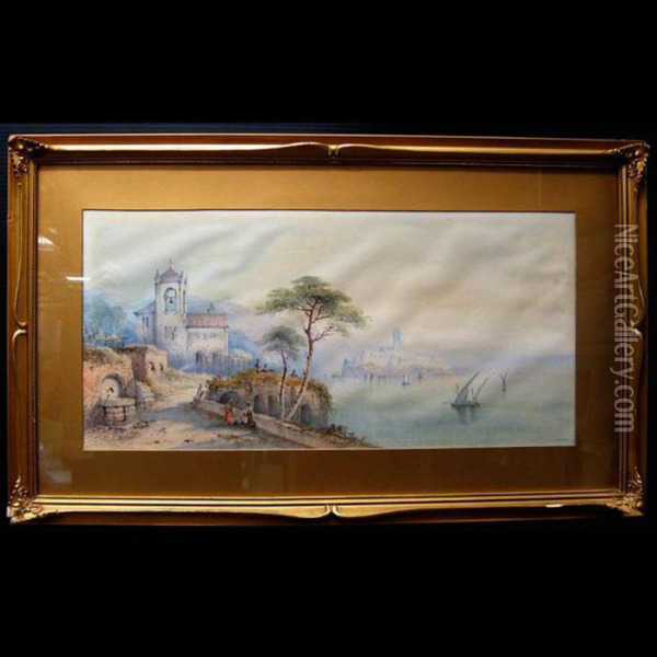 Italian Coastal View Oil Painting - Edwin St John