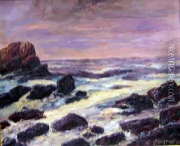 Romance At The The Sea Oil Painting - Leonid Gechtoff