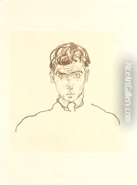 Bildnis Paris Von Guthersloh (Portrait Of Paris Von Gutersloh) (Kallir 16b) Oil Painting - Egon Schiele
