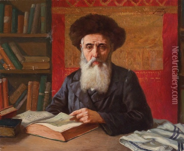 Rabbiner Oil Painting - Max Sandor