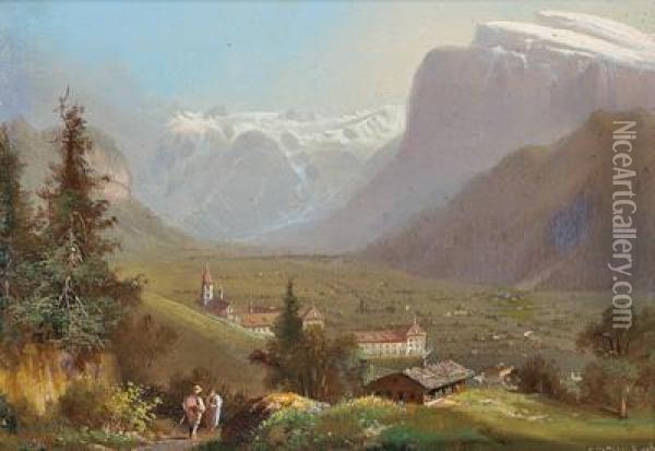 Of Mount Engel In Switzerland Oil Painting - Hubert Sattler