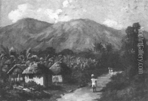 The Village Road, Jamaica Oil Painting - Abbott Fuller Graves