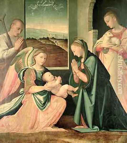 The Holy Family with St. Agnes Oil Painting - Fra Paolino