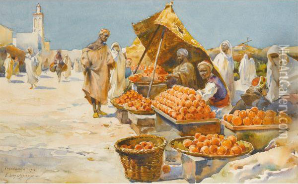 Marche Aux Oranges Oil Painting - Ernest Louis Lessieux