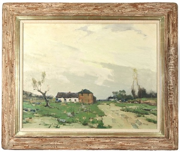 The Brick House (wilton, Nh?) Oil Painting - Chauncey Foster Ryder