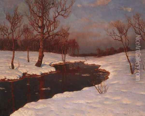 Winter Sunset Oil Painting - Ivan Fedorovich Choultse