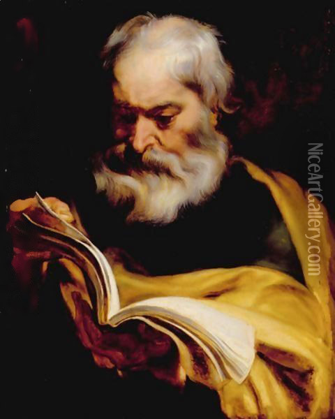 Bust Of The Apostle Thomas Oil Painting - Sir Anthony Van Dyck