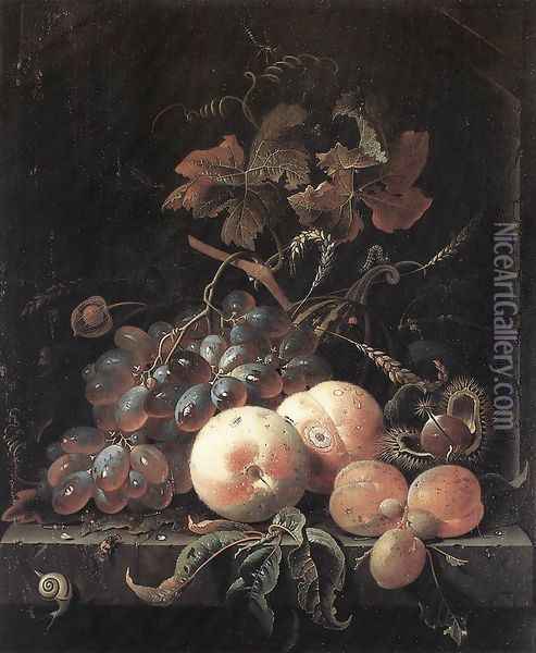 Still-Life with Fruits 1660s Oil Painting - Abraham Mignon