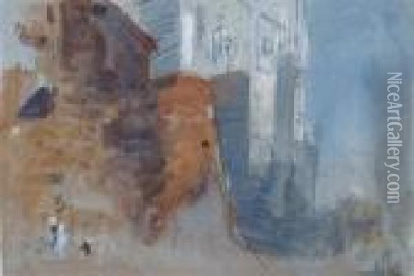 A Figure By A Tower Oil Painting - Hercules Brabazon Brabazon