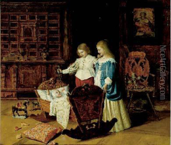 La Chambre Des Enfants,1889 Oil Painting - Gustave Paul, Pere Robinet