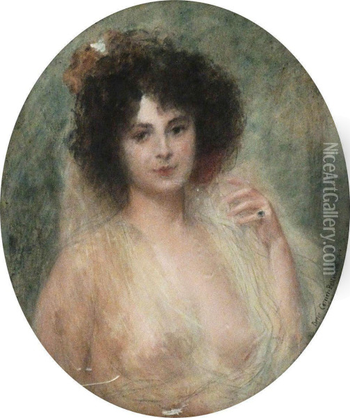 Portrait De Femme Oil Painting - Pierre Carrier-Belleuse