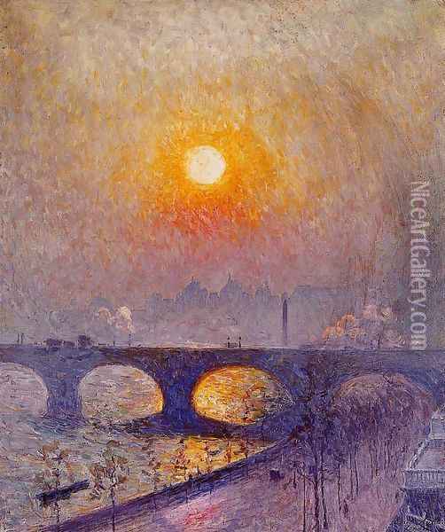 Sunset over Waterloo Bridge Oil Painting - Emil Claus
