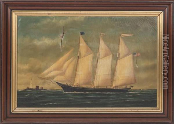 Thre Three-mastedschooner John E. Sanford Oil Painting - William Pierce Stubbs