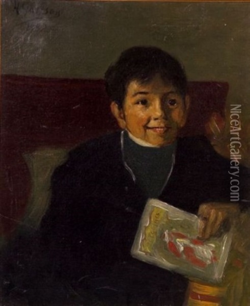 Portrait Of A Young Boy Oil Painting - Aaron Harry Gorson