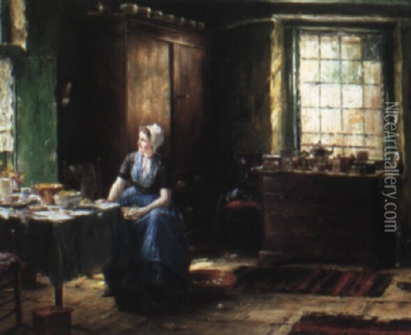 A Kitchen Interior Oil Painting - Edward Antoon Portielje