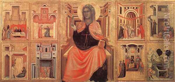 Saint Cecilia Altarpiece c. 1304 Oil Painting - Master of Saint Cecilia