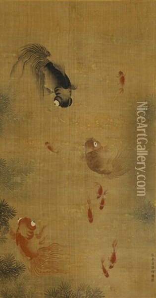 Goldfish Oil Painting -  Jiao Bingzhen