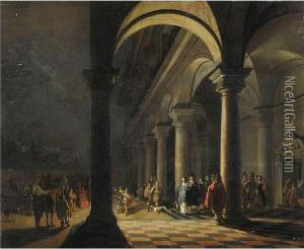Notturno Con Partenza Da Palazzo Oil Painting - Hendrick van, the Younger Steenwyck