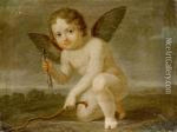 Cupid With His Bow Oil Painting - Anton Raphael Mengs