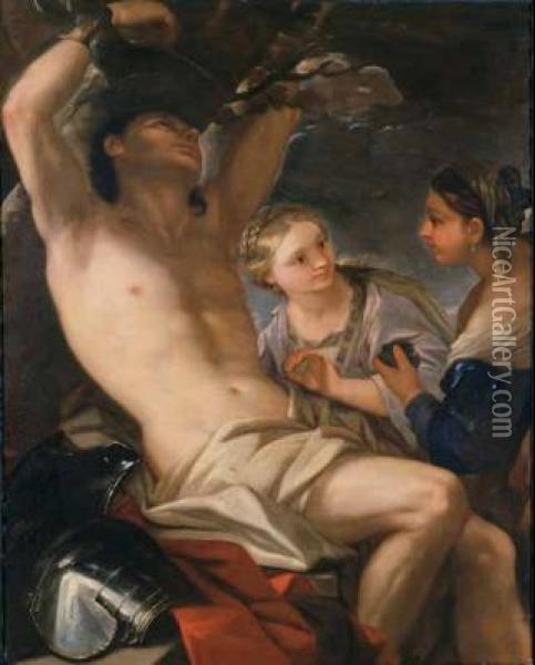 San Sebastiano Curato Dalle Pie Donne Oil Painting - Nicola Maria Rossi