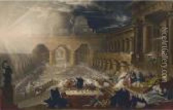 Belshazzar's Feast; And The Fall Of Nineveh Oil Painting - John Martin