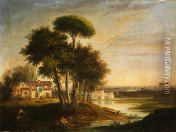 Lombardische Landschaft Oil Painting - Giovanni Battista Lelli