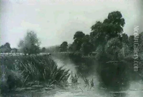 A River Scene Oil Painting - Henry John Kinnaird