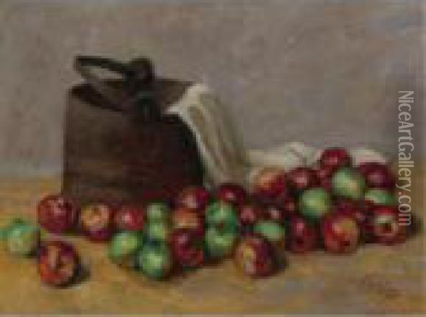 Sap Bucket And Apples Oil Painting - Walt Kuhn
