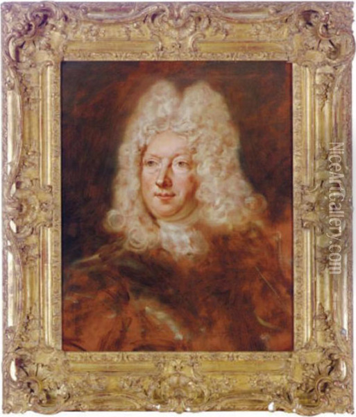 Portrait Of A Gentleman, A Head Sketch Oil Painting - Nicolas de Largillierre