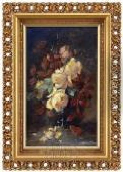 Yellow Roses. Oil Painting - Abbott Fuller Graves