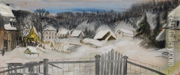 Village En Hiver Oil Painting - Simone Mary Bouchard