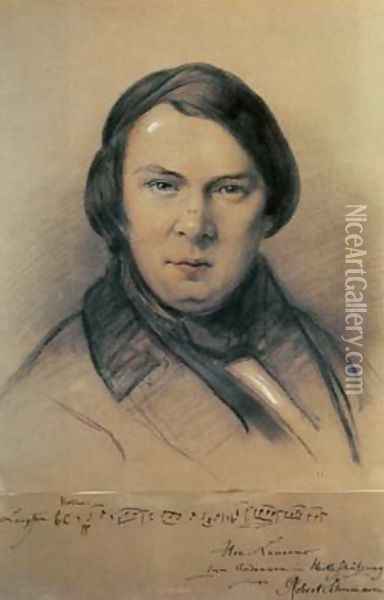 Robert Schumann 1810-56 Oil Painting - Jean Joseph Bonaventure Laurens
