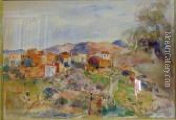 Village A Flanc De Collines Oil Painting - Paule Gobillard
