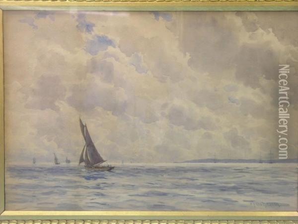 Sailing Boats Off The Cornish Coast Oil Painting - William Ayerst Ingram