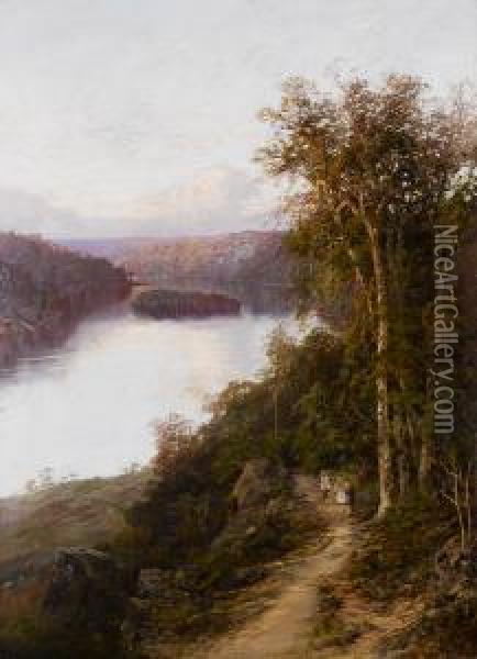 Lane Cove River From Cliffs Near Bridge, New South Wales Oil Painting - William Charles Piguenit
