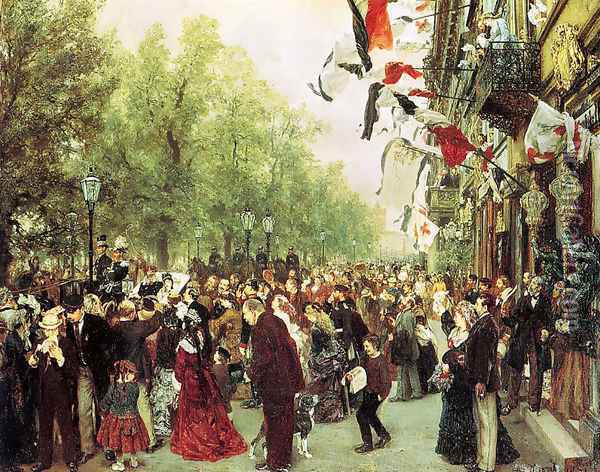 William I Departs for the Front, July 31, 1870 Oil Painting - Adolph von Menzel