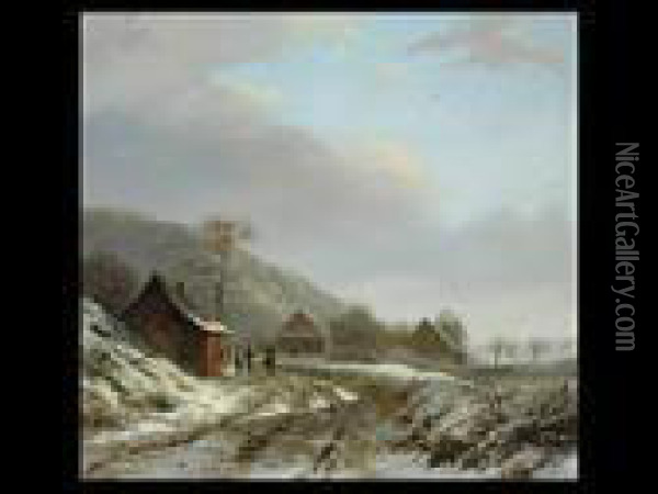 Winterlandschaft Oil Painting - Georg Andries Roth
