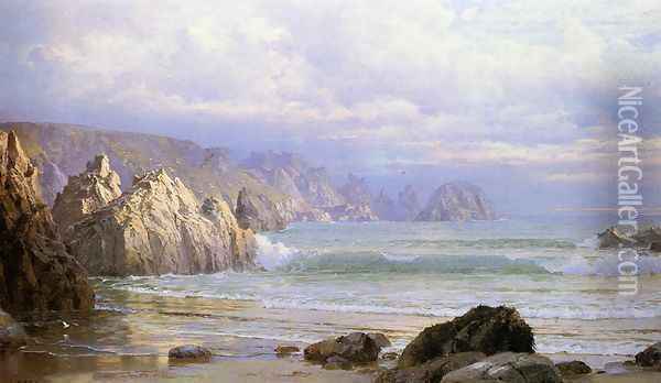 Seascape: Along the Cliffs Oil Painting - William Trost Richards